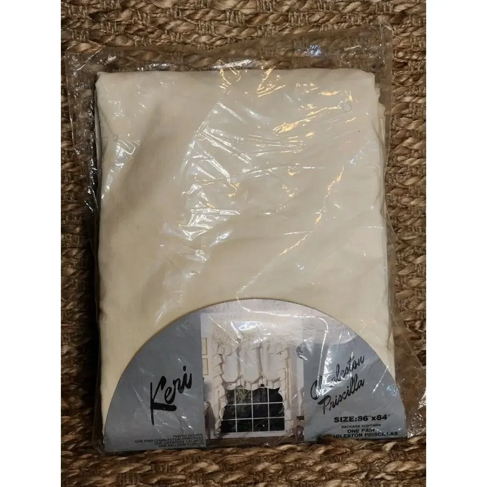 Vintage Ivory Charleston Priscillas Curtain One Pair 86